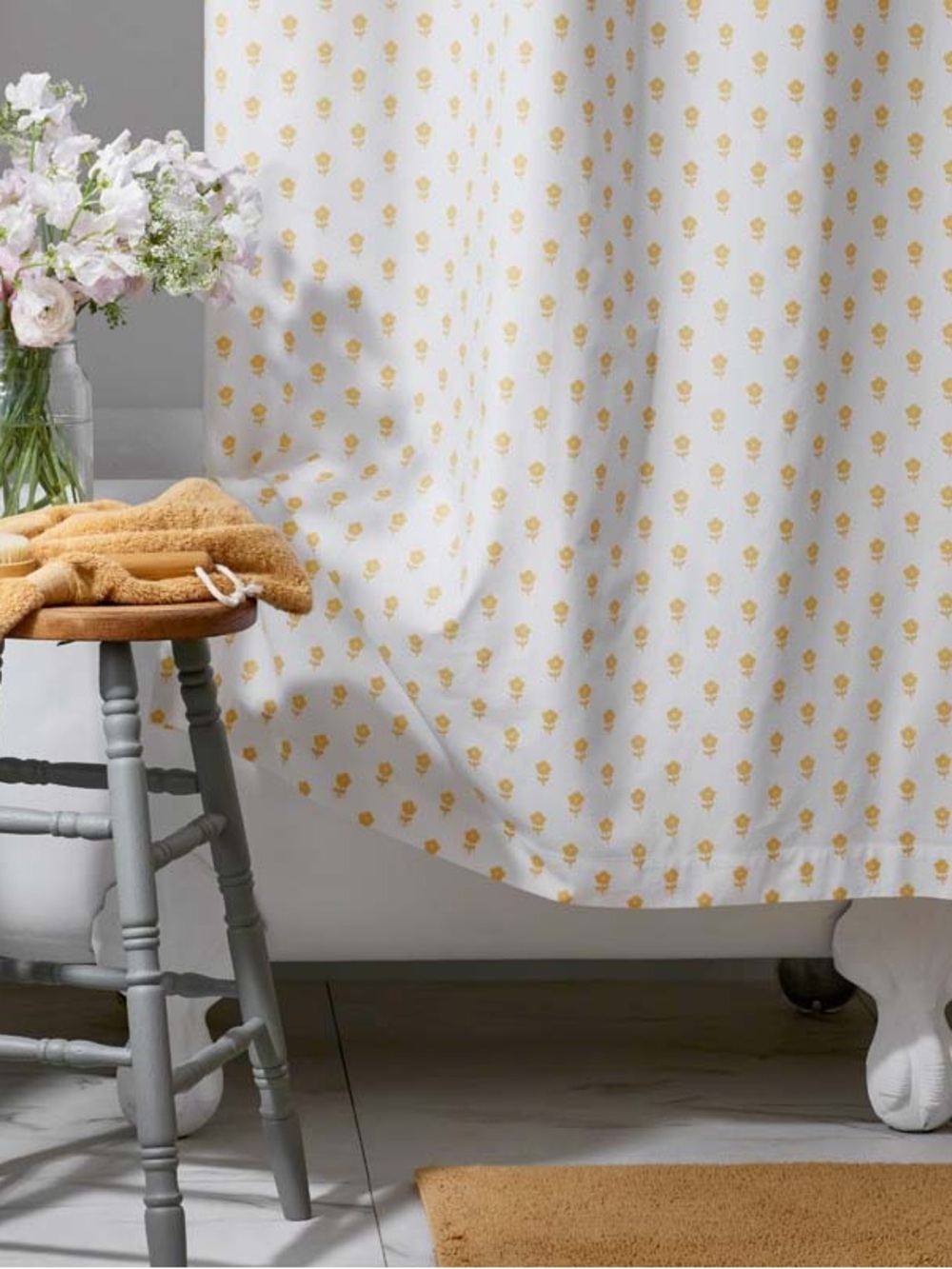 Heather Taylor Home yellow flower shower curtain. NWT